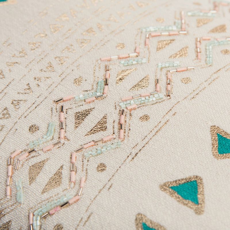 14"x26" Poly Filled Geometric Throw Pillow Teal - Rizzy Home