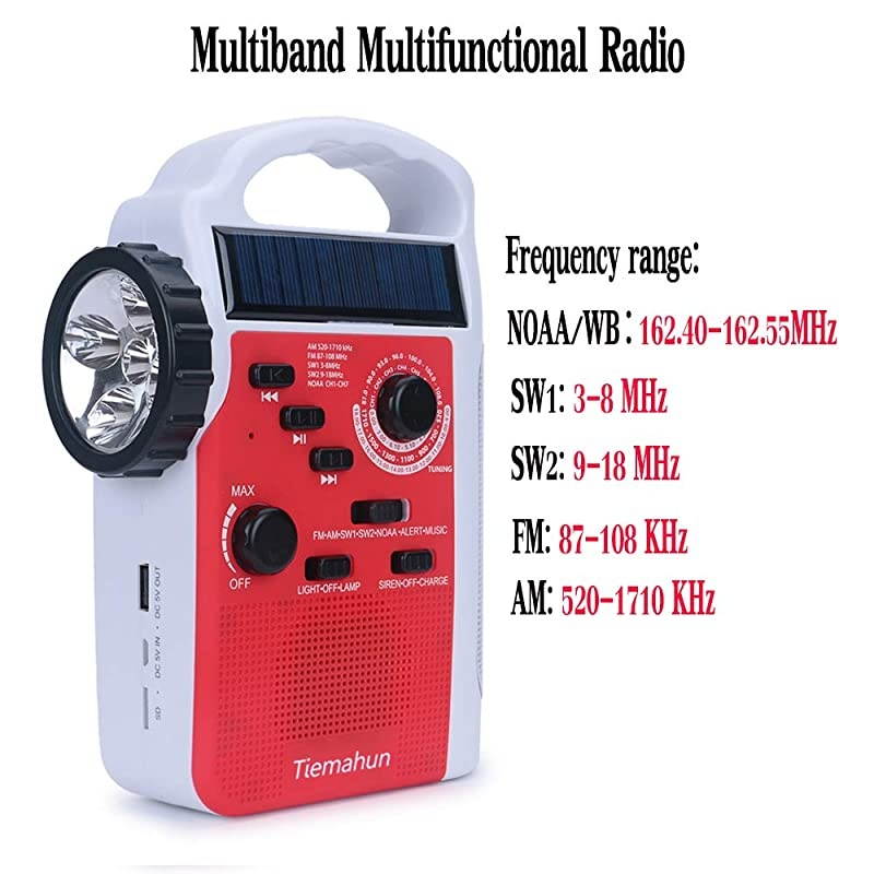 2021 Newest Model?  Portable Solar Emergency Hand Crank AM FM NOAA Weather Radio for Home Outdoor with LED Flashlight, 2000mAh Power Bank USB Charger, SOS Alarm,Battery Display (Black)