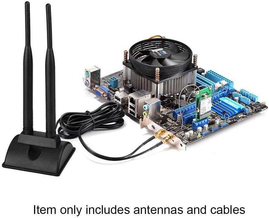 Dual WiFi Antenna 2.4GHz - 5.8GHz Dual Band Antenna Magnetic Base with RP-SMA Male Connector for Wireless Network Router - Access Point - PCI PCIe Cards - USB Adapter