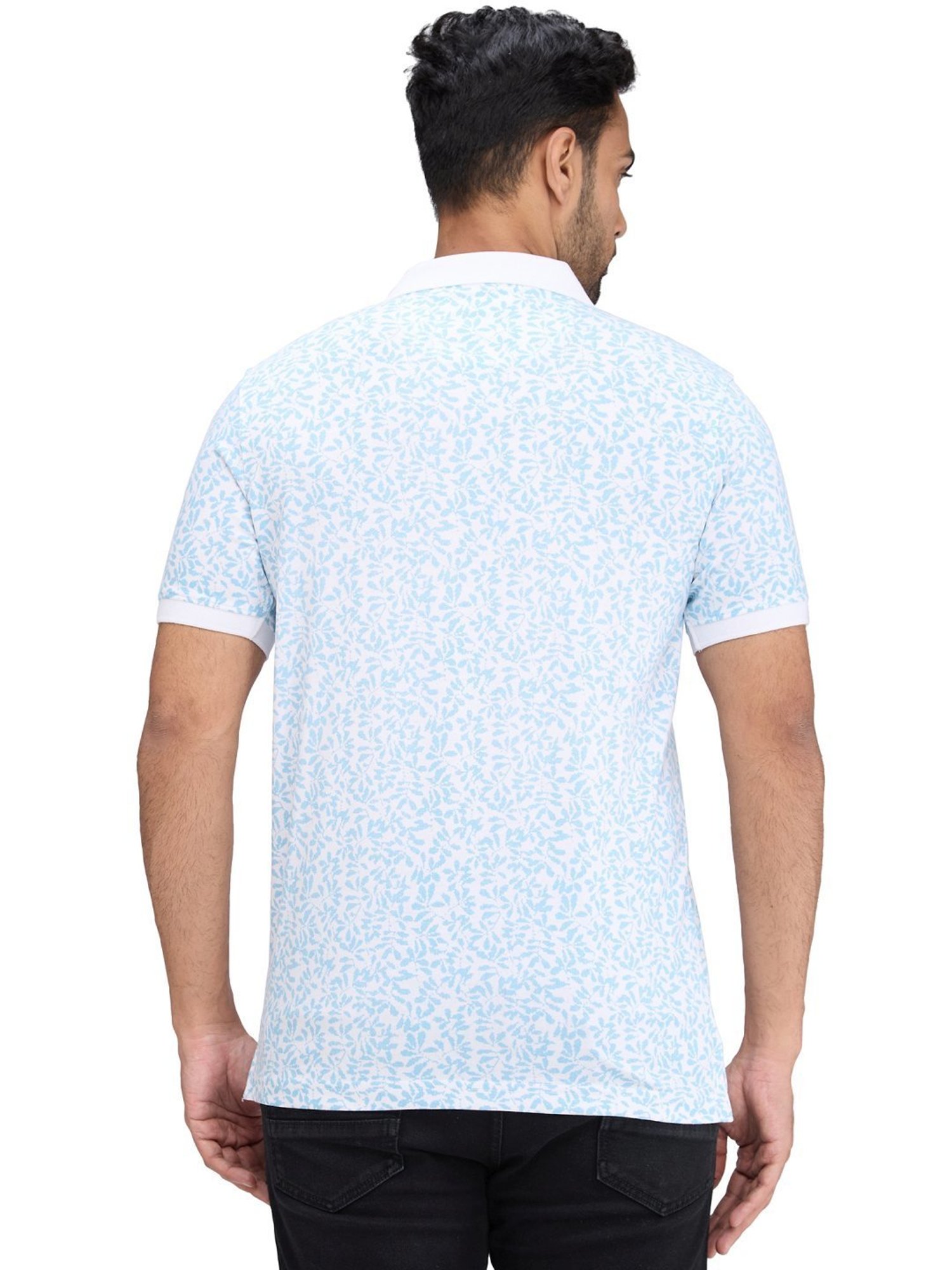 Park Avenue Blue Slim Fit Printed Polo T-Shirt