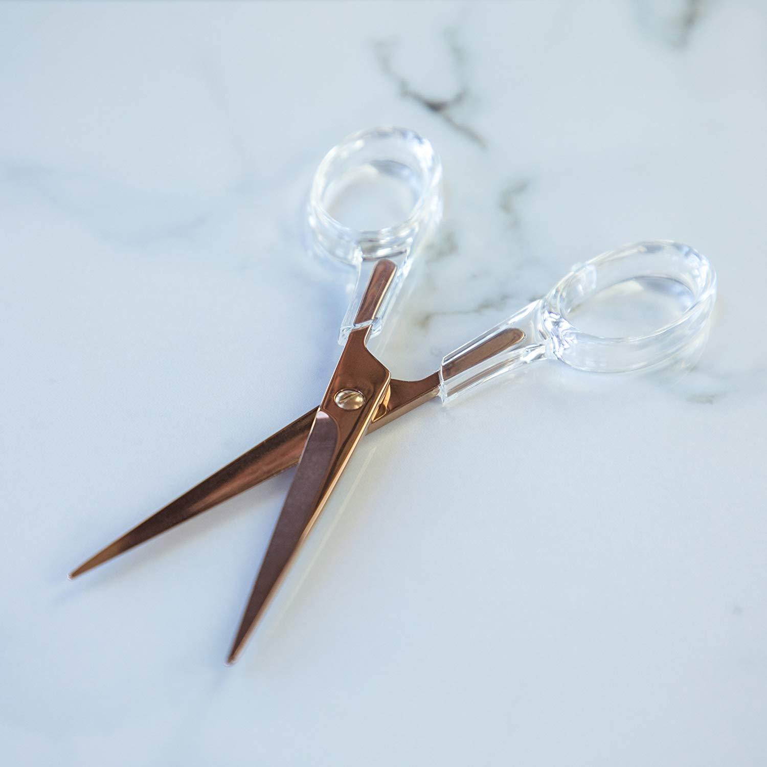 Acrylic and Gold Desk Accessories Set by OfficeGoods &ndash; 12 Inch Ruler, 6.5 Inch Scissors and Stapler Remover - for Your Every Day Office Needs with Style - Beautiful and Magical!