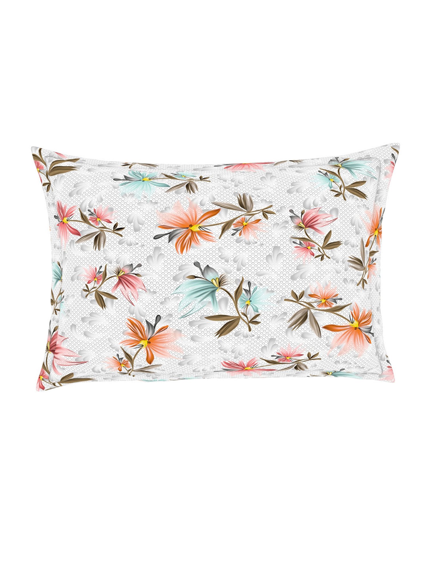 Welspun Floral Green 144 TC Cotton Single Bedsheet With Pillow Cover