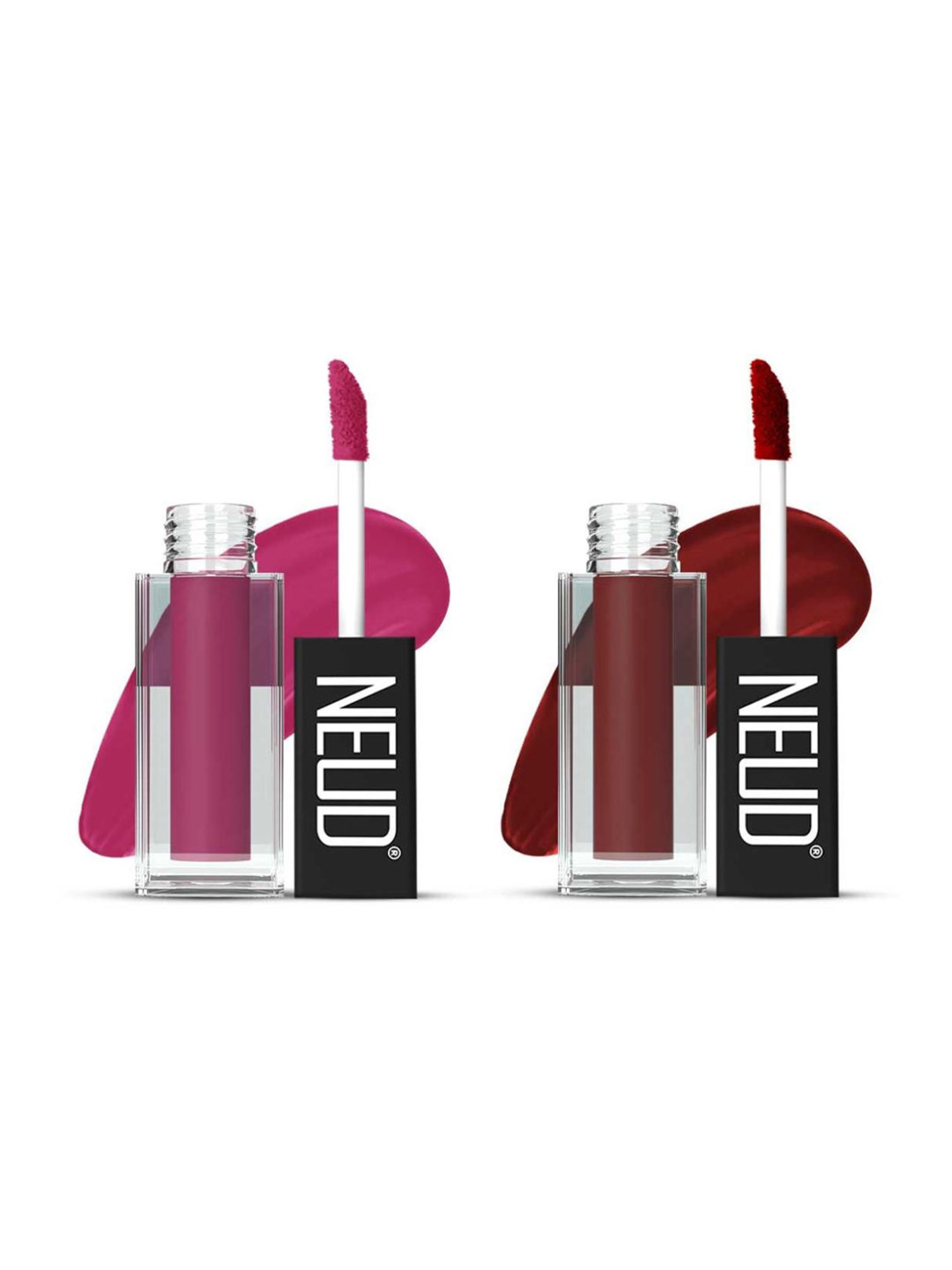 Neud Matte Liquid Lipstick Combo Quirky Tease & Red Kiss with Two Lip Gloss Free