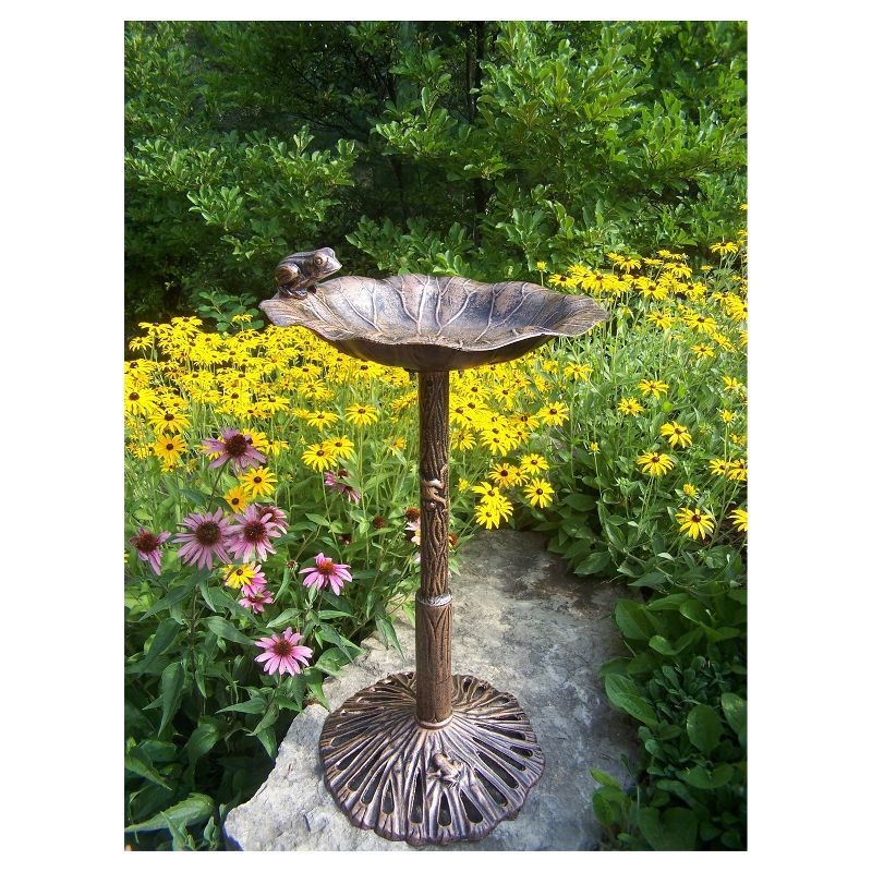 35" Frog Birdbath - Antique Bronze
