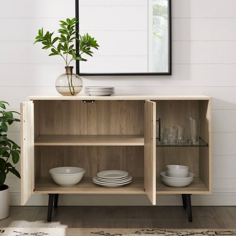 Amelia Mid-Century Modern Asymmetrical Sideboard TV Stand for TVs up to 50" Birch - Saracina Home