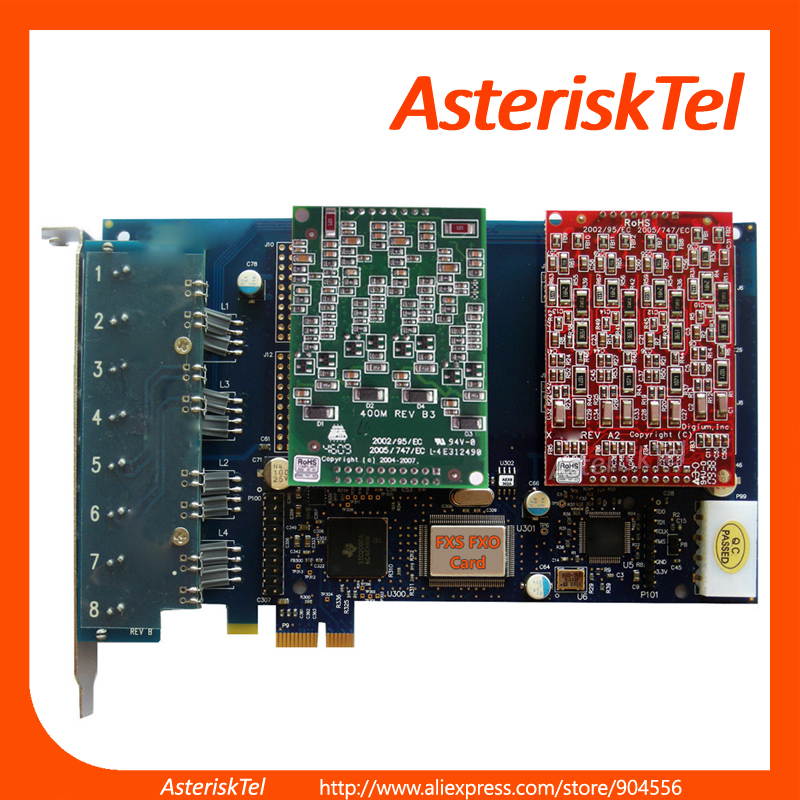 PCI-E Card Asterisk Card AEX800 with 4FXO+4FXS ports,Analog Board Asterisk Board Voice Board tdm800p,tdm800 aex410 a800e for VoIP PBX Appliance IP PABX System