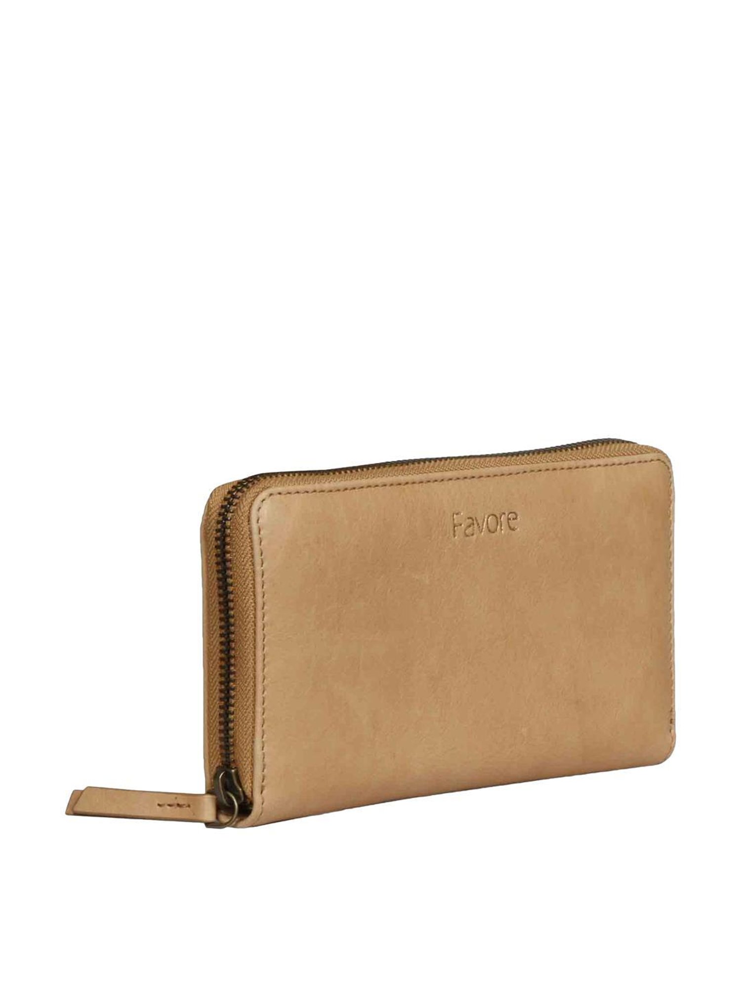 Favore Peach Solid Small Zip Around Wallet