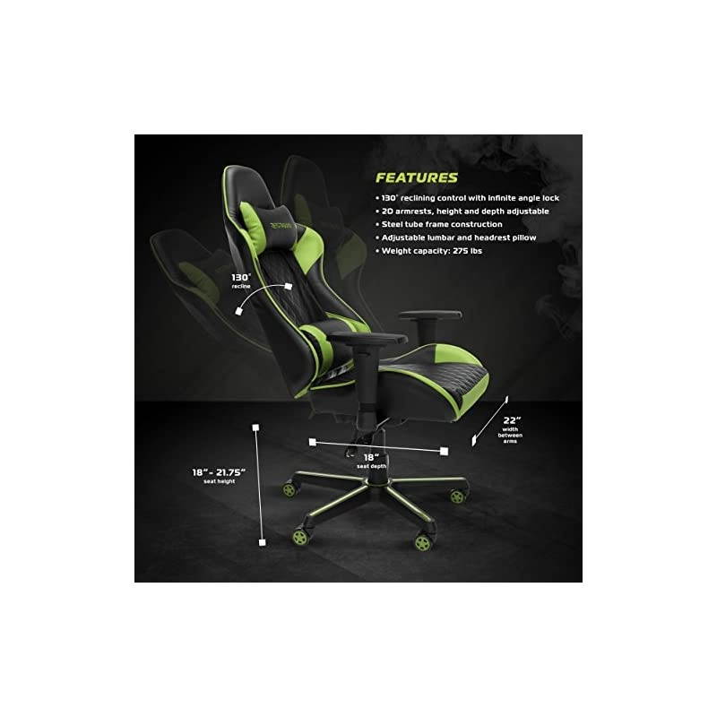 100 Racing Style Gaming Chair, in Black (RSP-100-BLK)