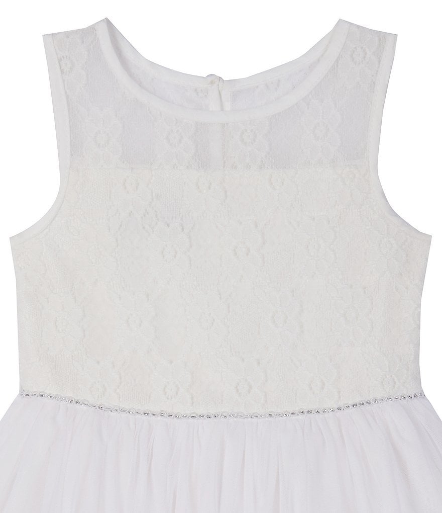 Laura Ashley Little Girls 2T-6X 3/4 Sleeve Rose & Butterfly Print Clip Dot Dress