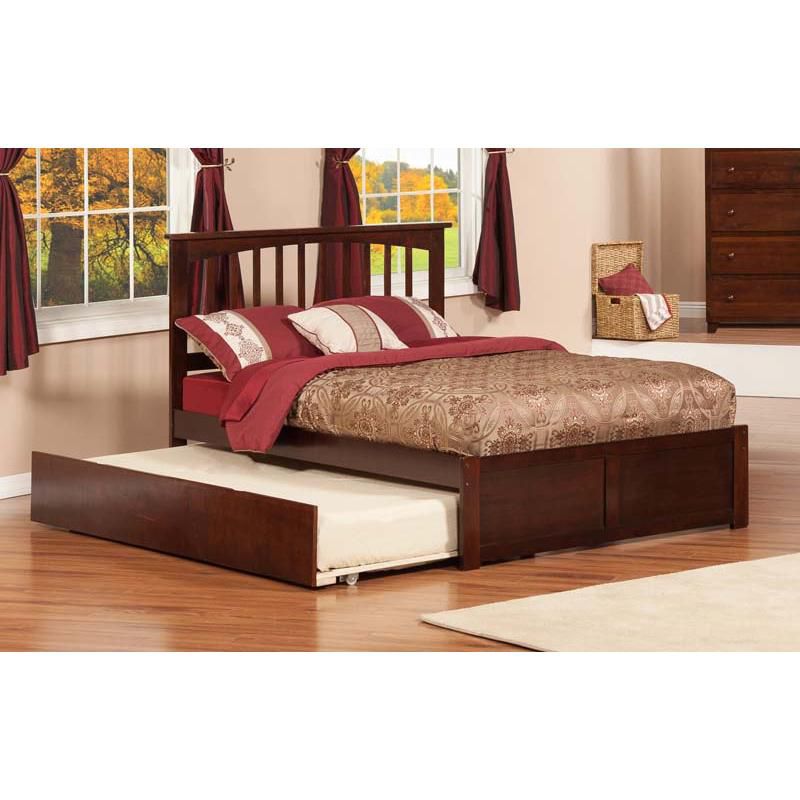 Mission Full Flat Panel Foot Board w/ Urban Trundle Antique Walnut - Atlantic Furniture