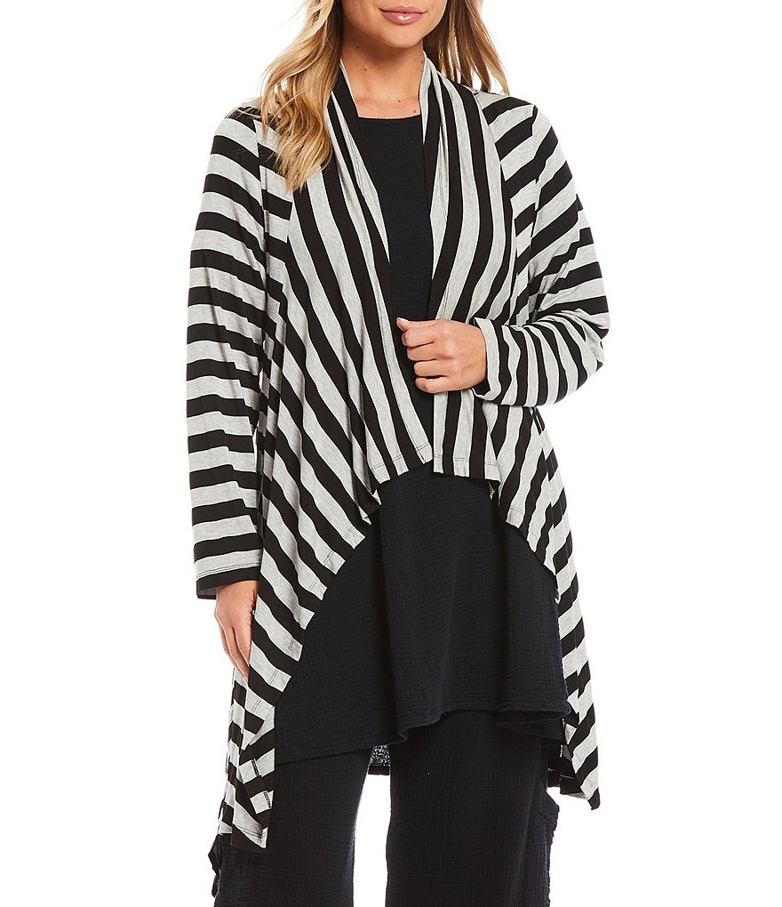 Bryn Walker Kai Jersey Stripe Open Front Long Sleeve Jacket