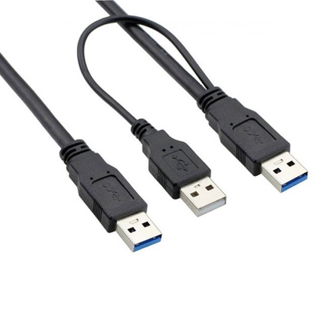 FVH super speed USB 3.0 power Y cable two A Male to USB Male for external Hard Disk U3-072