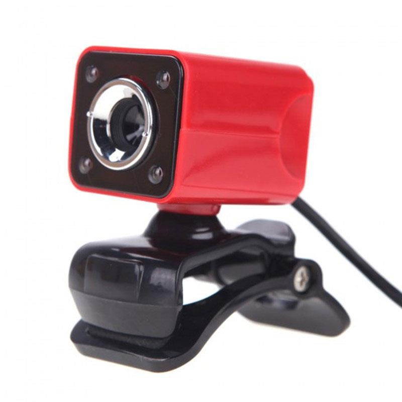 HD Webcam 12 Mega 4 Leds Night Vision CMOS USB Web Camera Digital Video  Built-in Microphone 360 Degree Rotaion Clip-on red