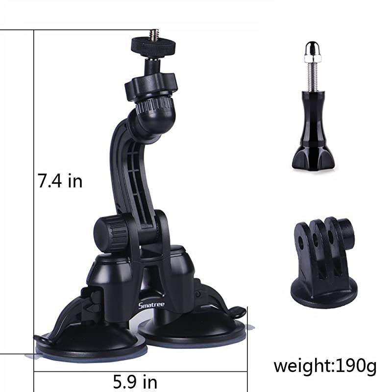 Double Suction Cup Mount with Greater Suction Power Compatible for GoPro Hero 876543+321 Hero Sessionfor DJI OSMO Action Camera