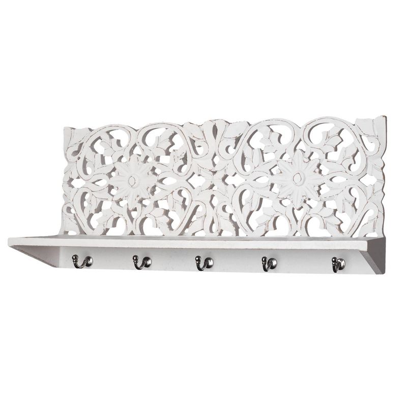 Floating Coat/Hat Hook Wall Rack Shelf White - Crystal Art Gallery