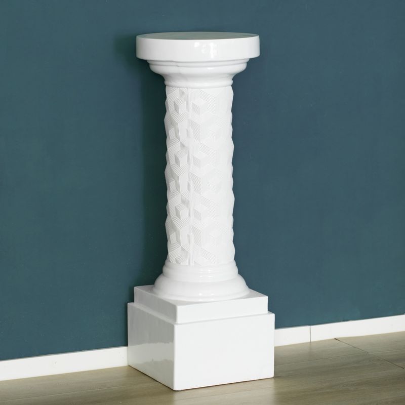 Uniquewise Tall Decor White Geometric Cube Fiberglass Column Pedestal, Display Flower Vase Stand