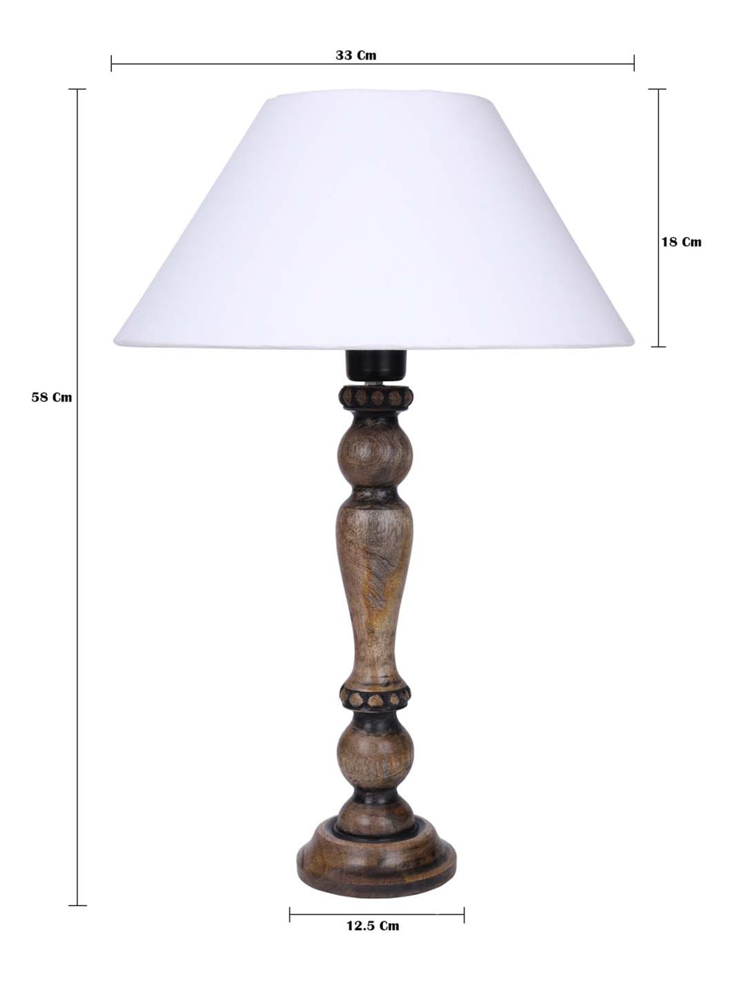 Homesake Eureka White & Brown Wooden Table Lamp with Bulb - Set of 1