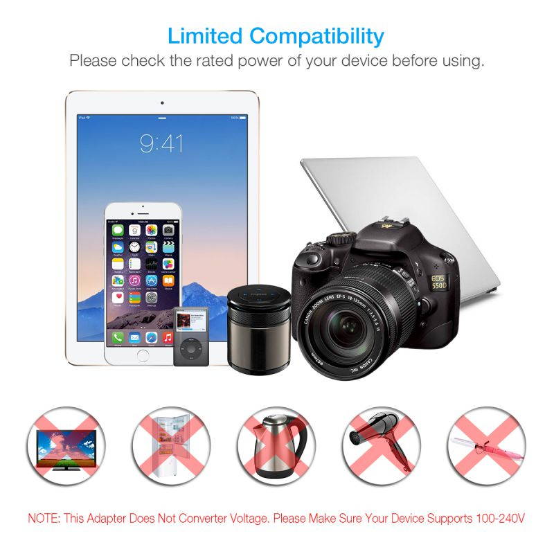 Poweradd Travel Adapter Kit Phone Holder - Dual USB Ports + 2 Outlets, Universal Power Strip for UK, US, Japan,China, Europe, Asia, Cruise Ship Travel, Perfect for Cellphone Laptop Camera and More