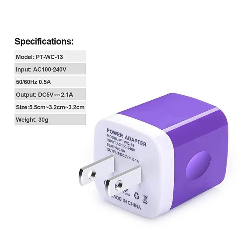 USB Wall Charger 3Pack 21A Dual Port Plug Wall Adapter Charging Box Compatible with iPhoneX877 Plus6s6s PlusTabletSamsung GalaxyS10S9S8S7 Note 8 HTCLGSonyNokiaMotorola and More