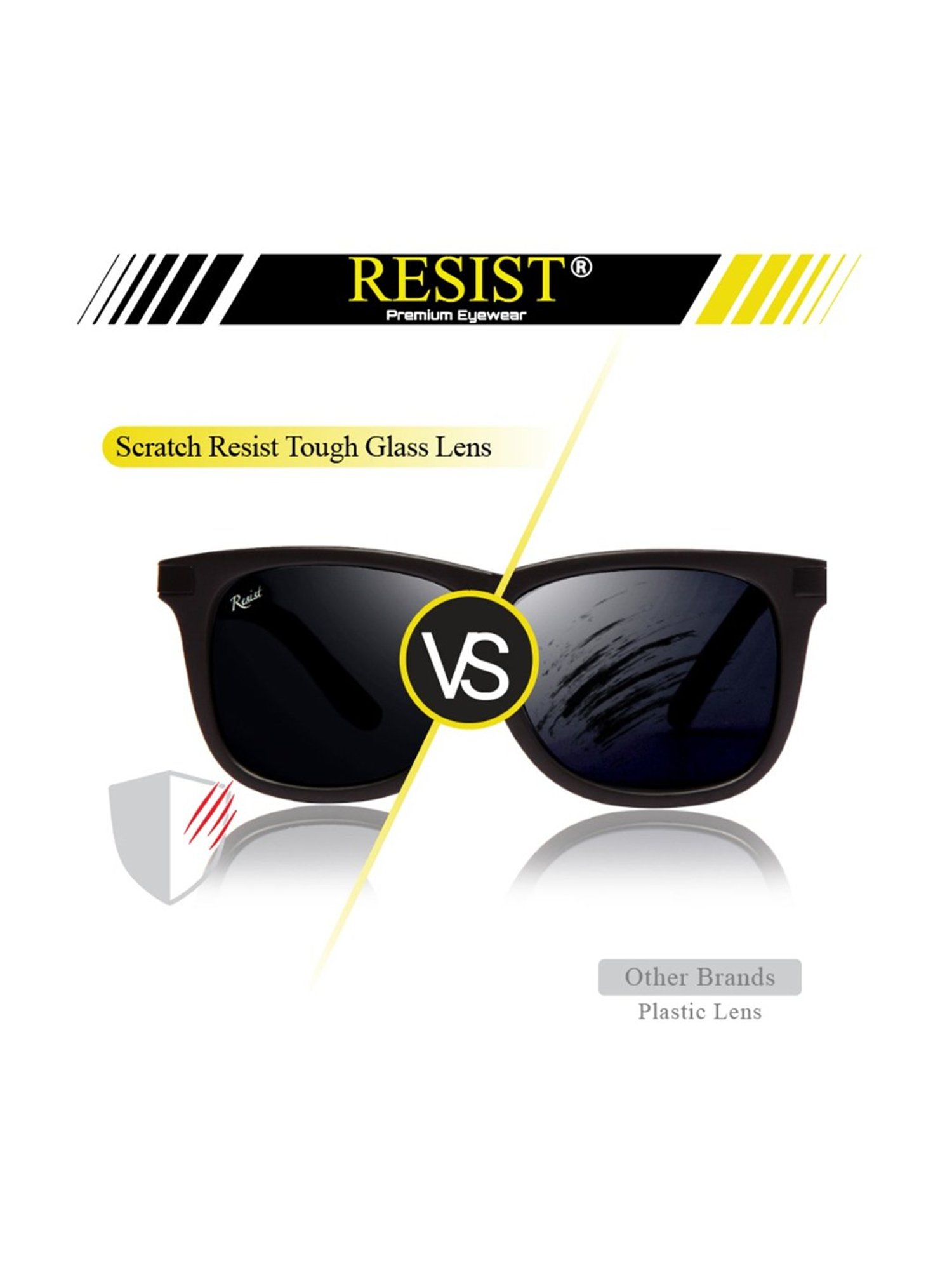 Resist Eyewear Black Wayfarer Unisex Sunglasses