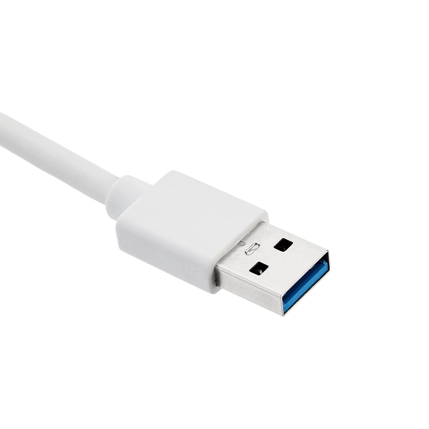 AmazonBasics 3-Port USB 3.0 Adapter with RJ45 Gigabit Ethernet Port, White