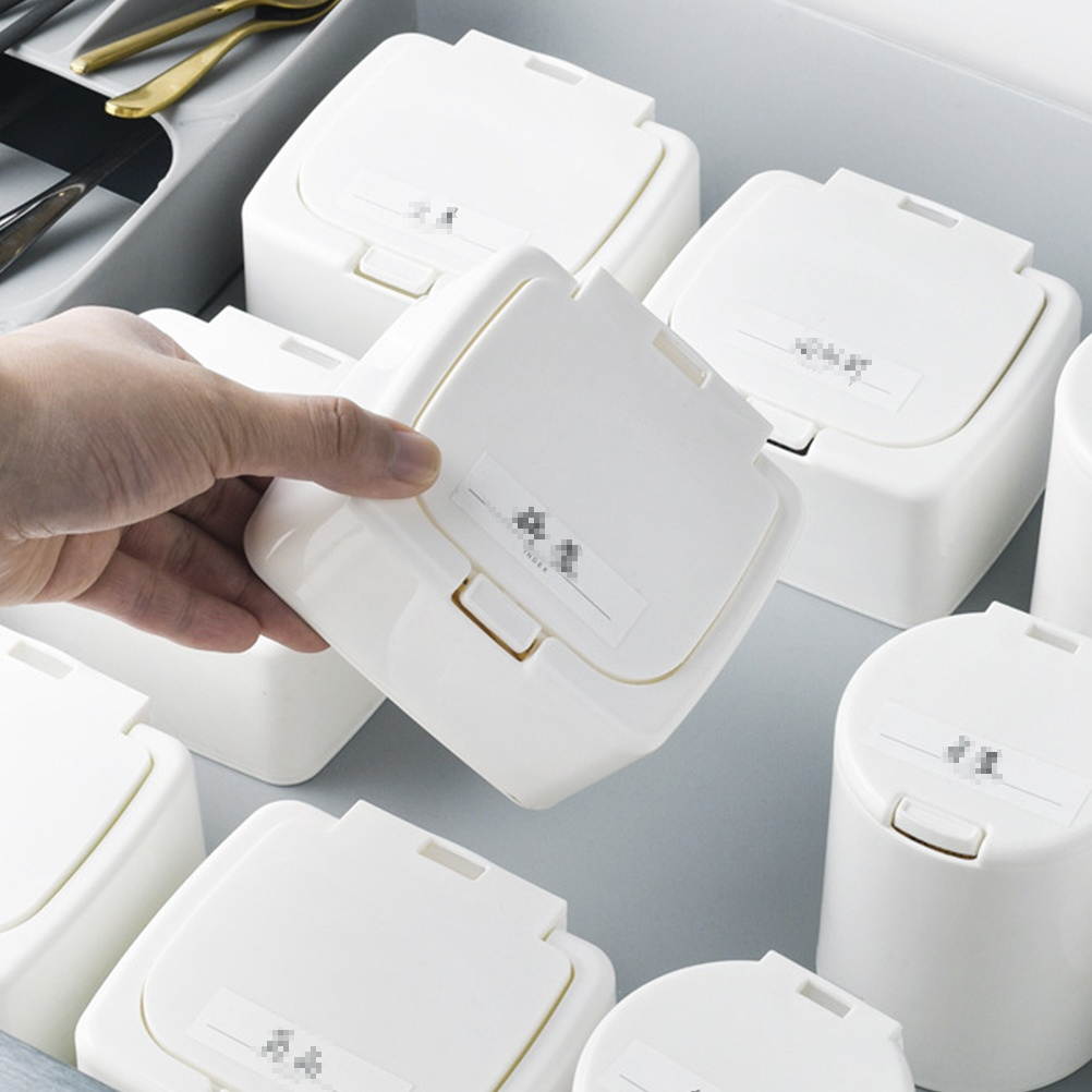 2Pcs Multifunction Plastic Sewing Kit Cotton Swab Holder Storage Box for Home (White, Square)