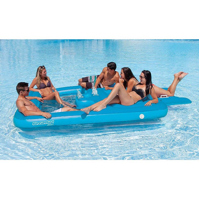 Airhead Sun Comfort Cool Suede Inflatable 6 Person Floating Island, Light Blue