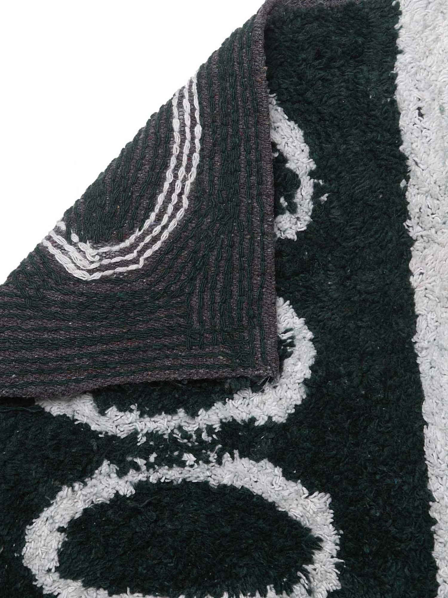 HOSTA HOMES Grey & Green Cotton Anti-Skid Door Mat - Set of 1