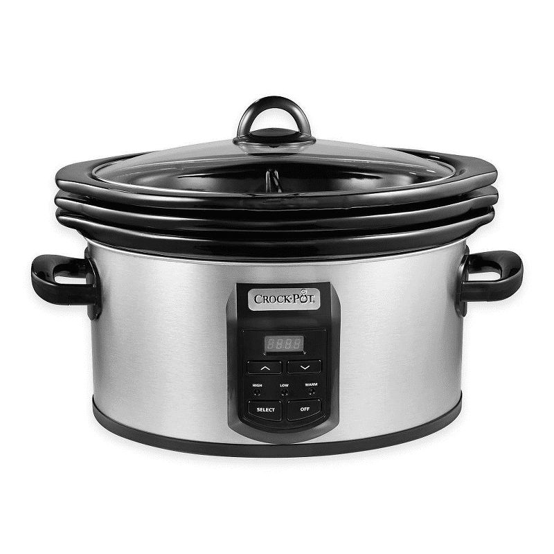 Crock-Pot SCCPVS642S Choose-A-Crock Programmable Versatile Food Slow Cooker with 3 Removable Stoneware Sizes, Stainless Steel