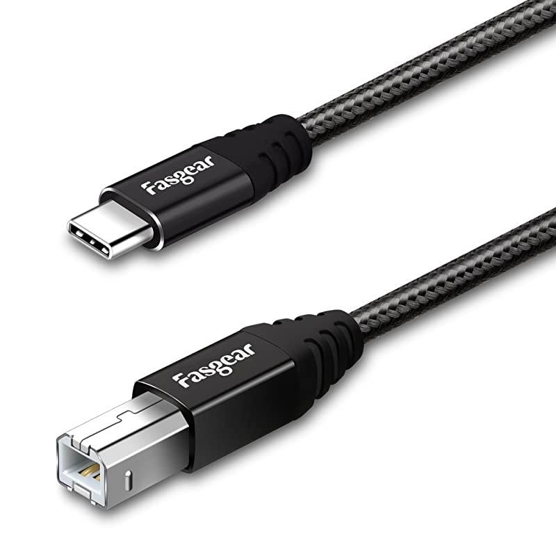 3ft Type C to USB B Cable Nylon Braided 20 Printer Scanner Cord with Metal Connector Compatible with AiO HP Canon Samsung Printers and More 3ft Black