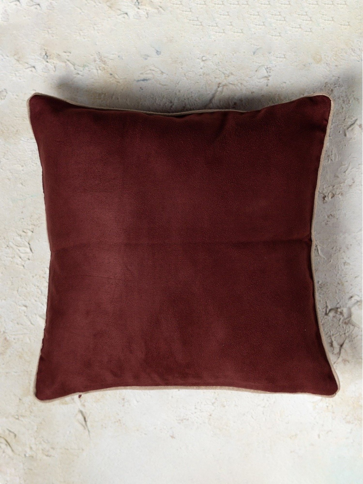 Nestroots Solid Maroon Faux Suede Cushion Covers - Set of 5