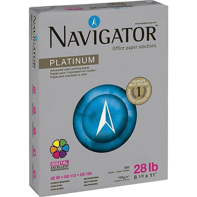 Navigator Platinum Paper 99 Brightness 28lb 8-1/2 x 11 White 500 Sheets/Ream NPL1128