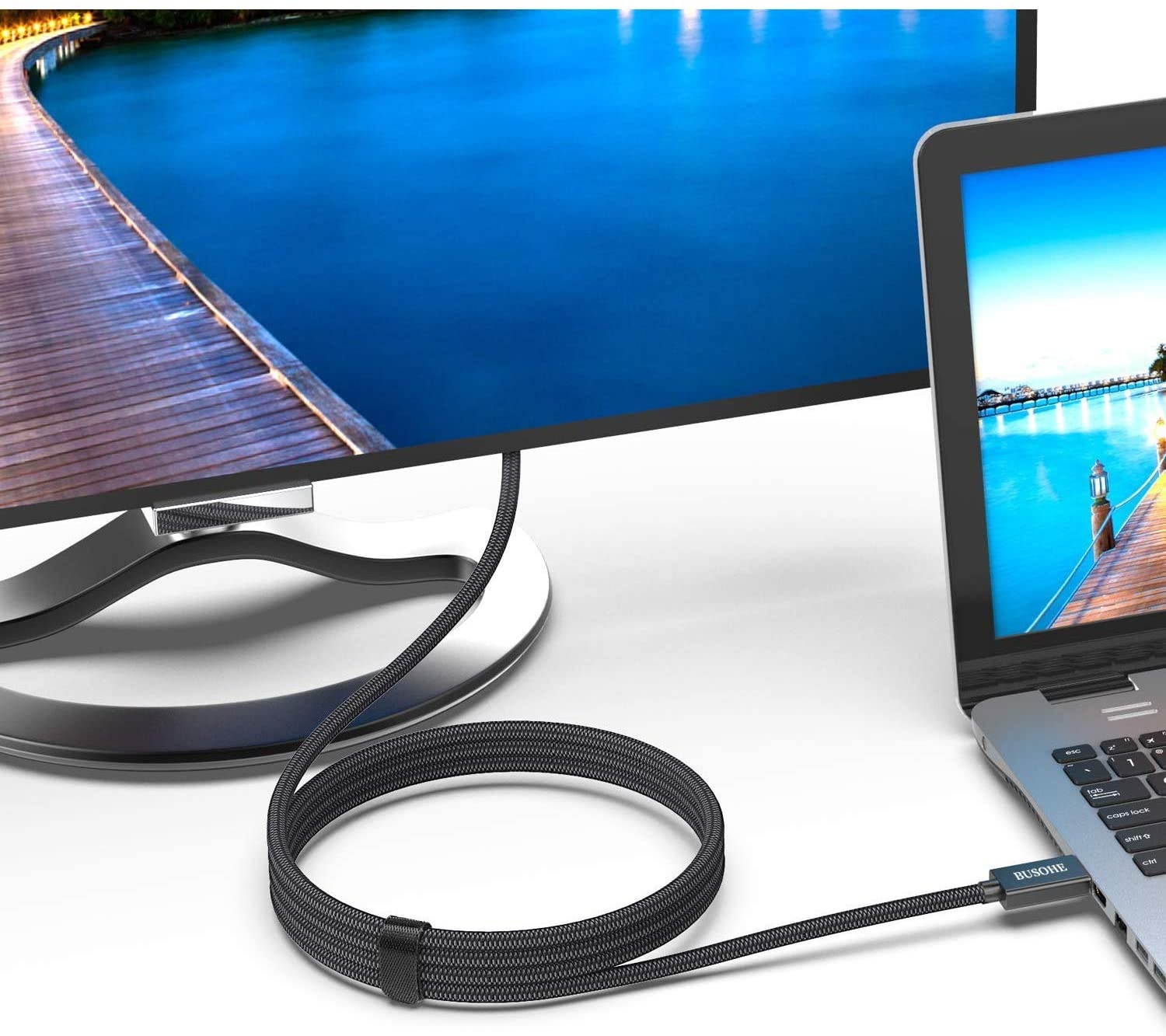 BUSOHE 8K DisplayPort 1.4 Cable 10 Feet Braided DisplayPort (DP) to DisplayPort (DP) Cable Supports 8K@60Hz 4K@144Hz 2K@165Hz 1080P@240Hz HBR3 32.4Gbps HDCP 2.2 HDR - 10FT