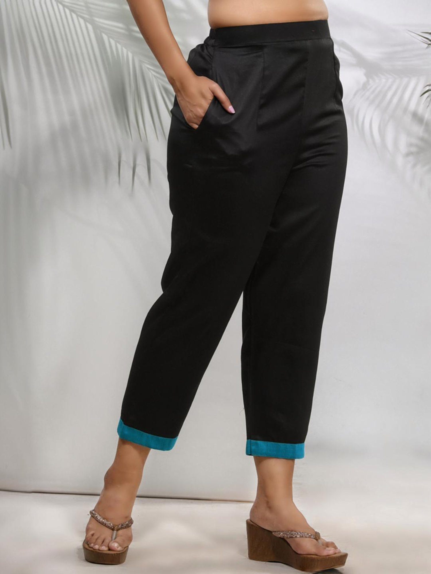 Charukriti Black Regular Fit Kurta Pant Set