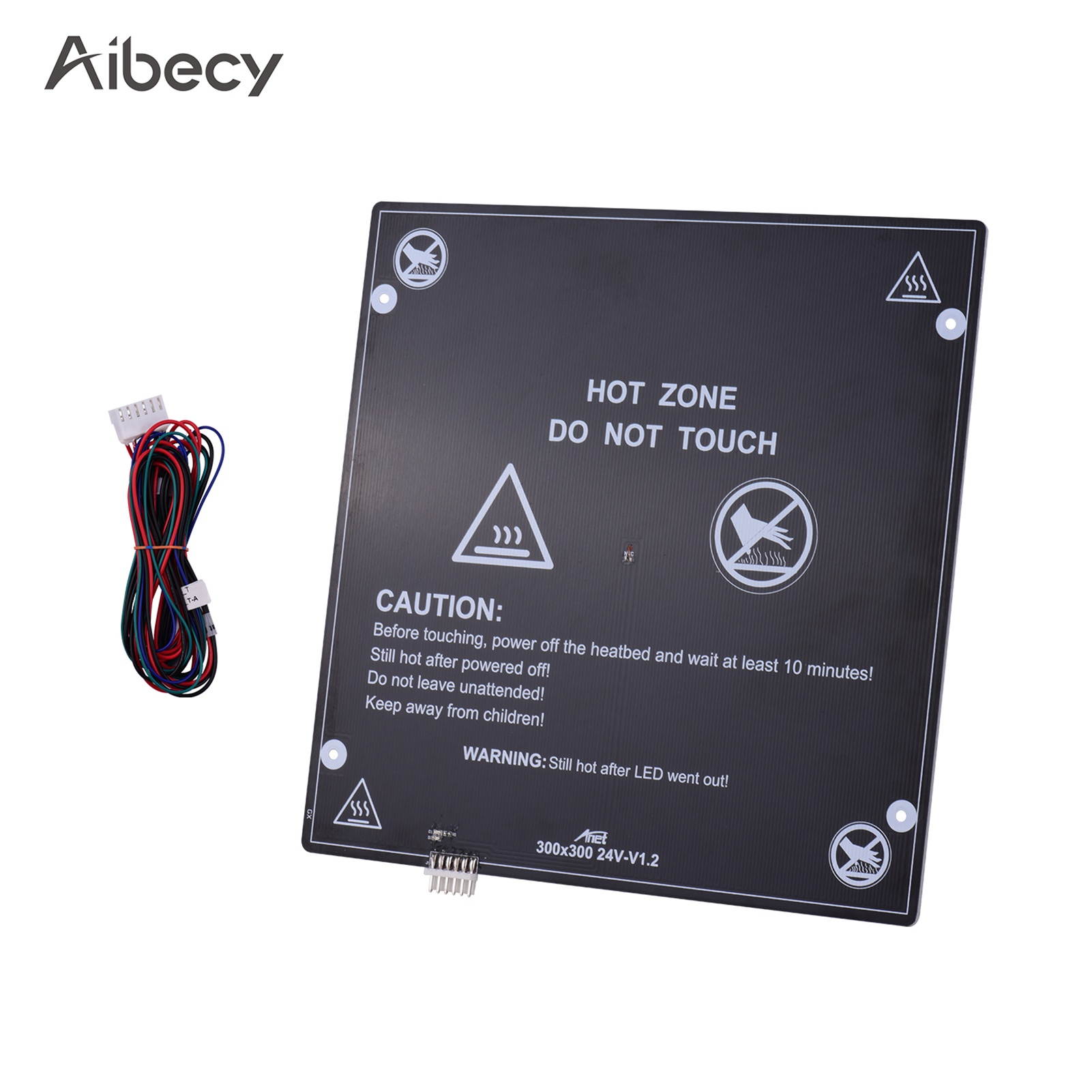 Aibecy 24V Aluminum Heated Bed 300*300*3mm Hotbed Plate Heatbed Platform with Wire Cable Compatible with Anet E16/A8 Plus 3D Printer