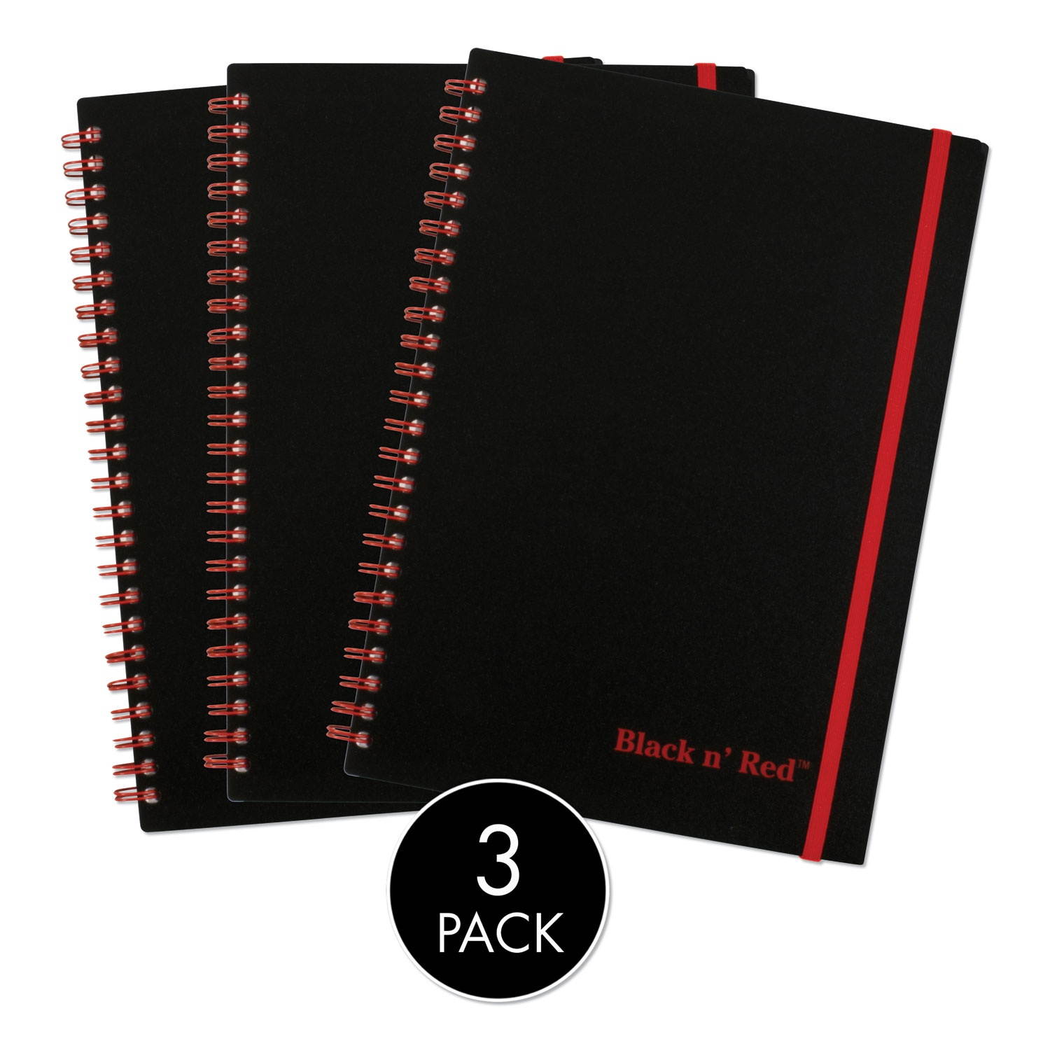 Black n Red 67026 Twinwire Semi Rigid Notebook Plus Pack, Legal, 8 1/4 X 5 7/8, 70 Sheets, 3/Pk