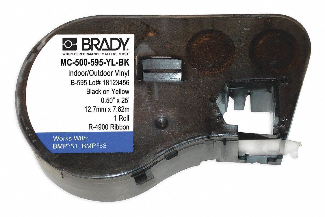 Brady Label Cartridge,Black/Yellow,Vinyl  MC-500-595-YL-BK