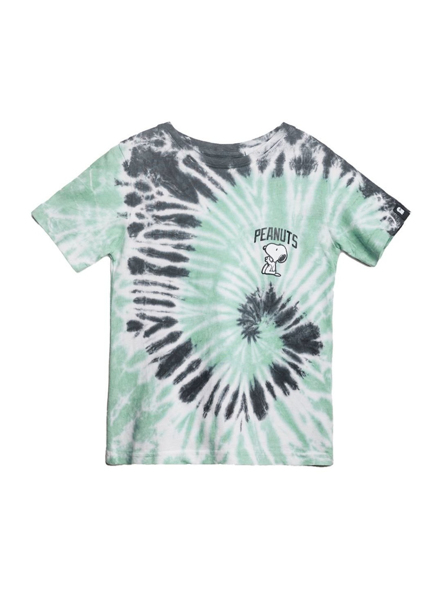 The Souled Store Boys Green & Black Cotton Over Dyed T-Shirt