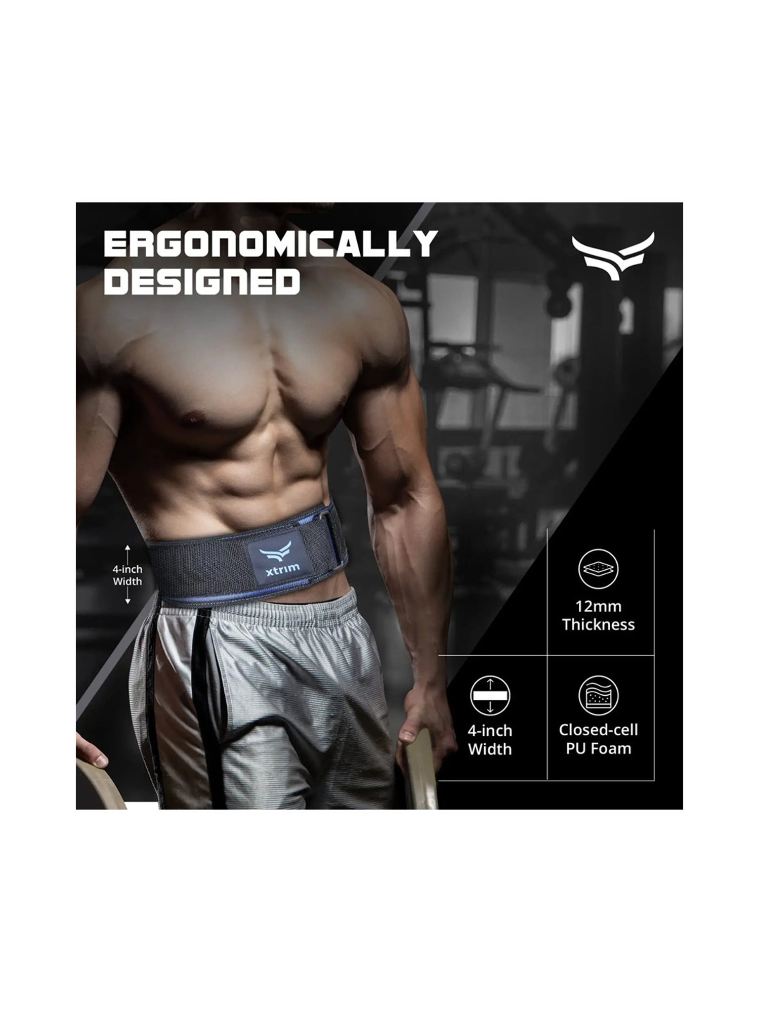 Xtrim 4 Inches Weight Lifting Belt (Navy) Size - Small