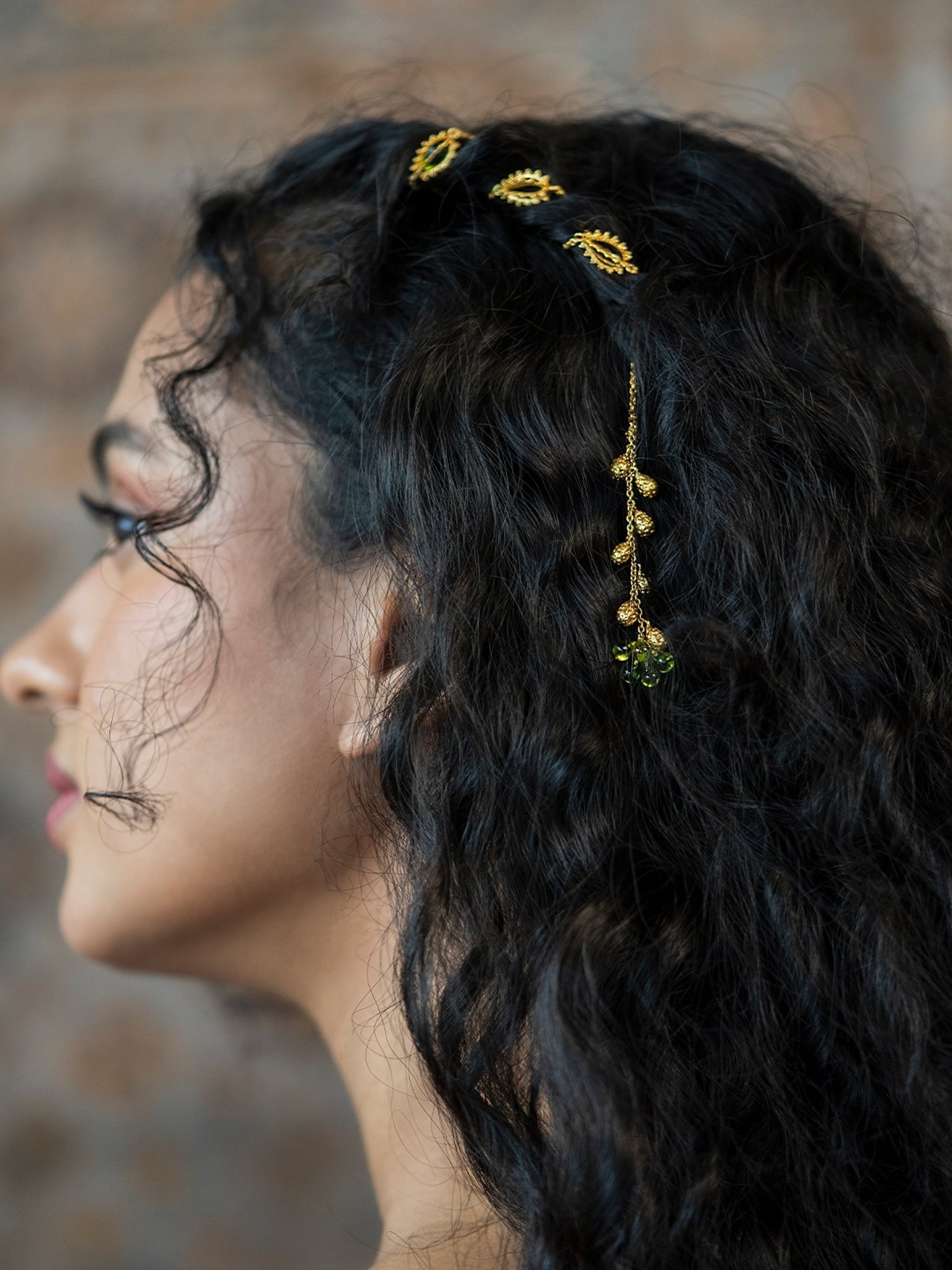 Shaya 92.5 Sterling Silver Opuntia Bloom Gold Plated Hair Chain