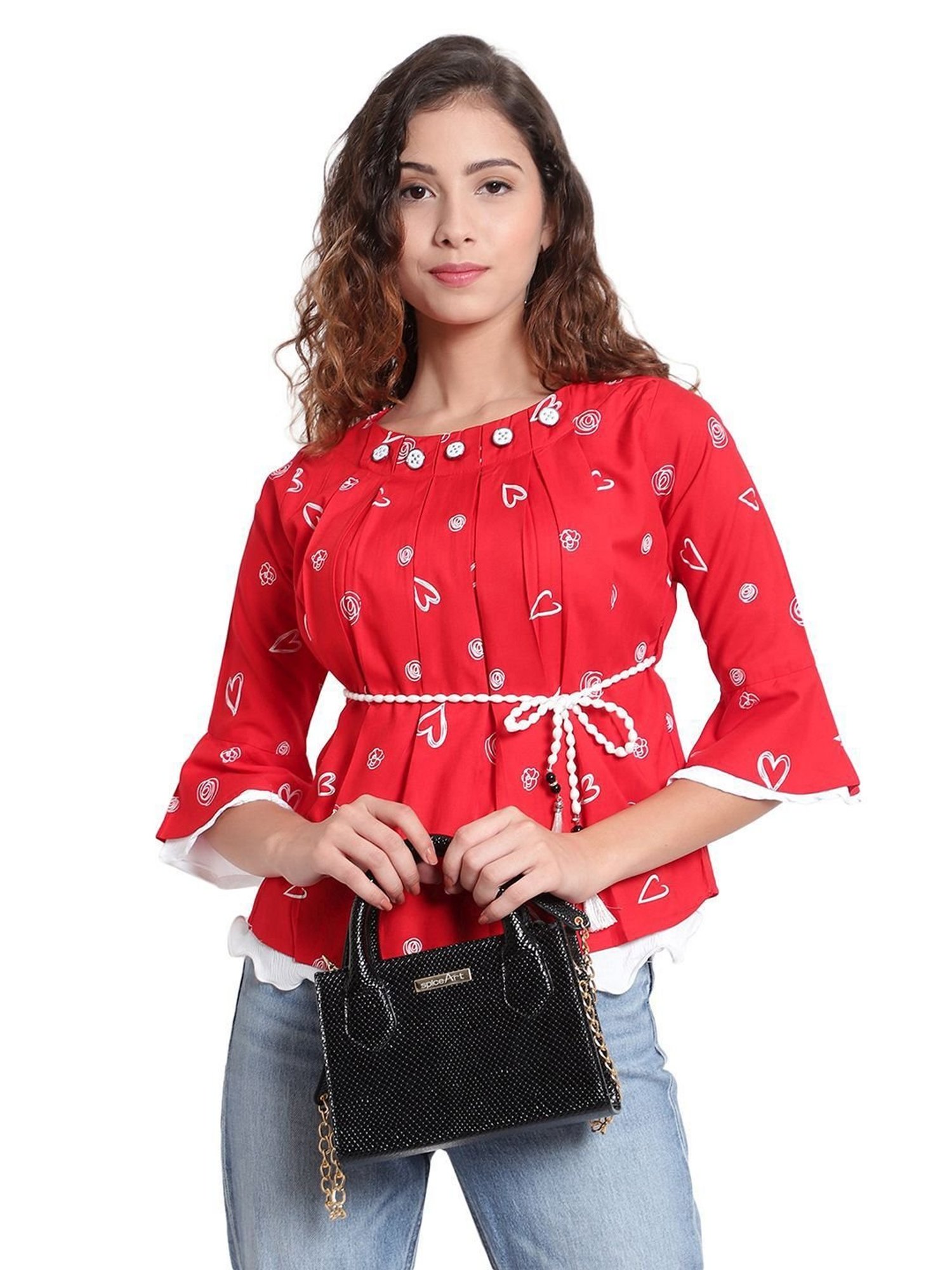 Spice Art Black Textured Small Handbag