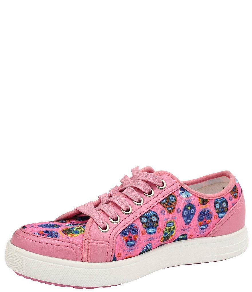 Traq by Alegria Sneaq Sugar Skulls Print Dream Fit Knit Pedometer Sneakers