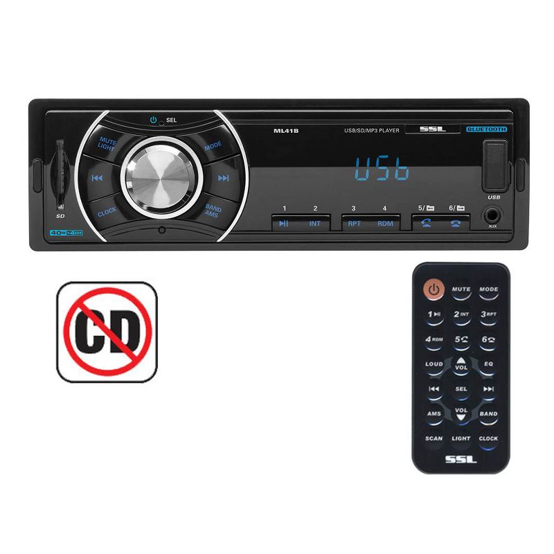Soundstorm ML41B SSL Single DIN Bluetooth Wireless Digital Media Car Receiver (2 Pack)