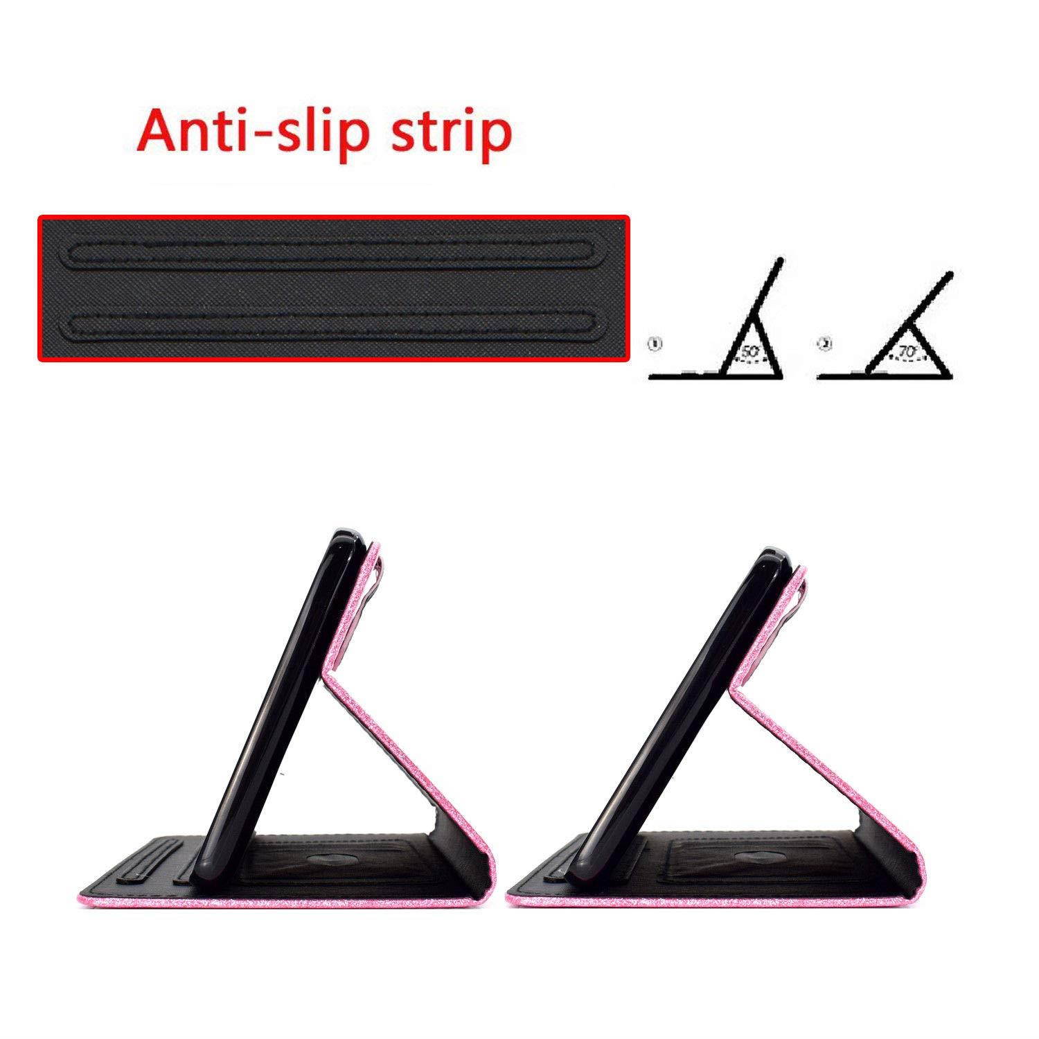 FastSun Samsung Galaxy Tab A 8.0" T350 Case, [Support Wake/Sleep Function] Luxury Bling Glitter Leather Stand Case Light Protective Cover for Samsung Galaxy Tab A 8.0" T350 (Rose Gold)