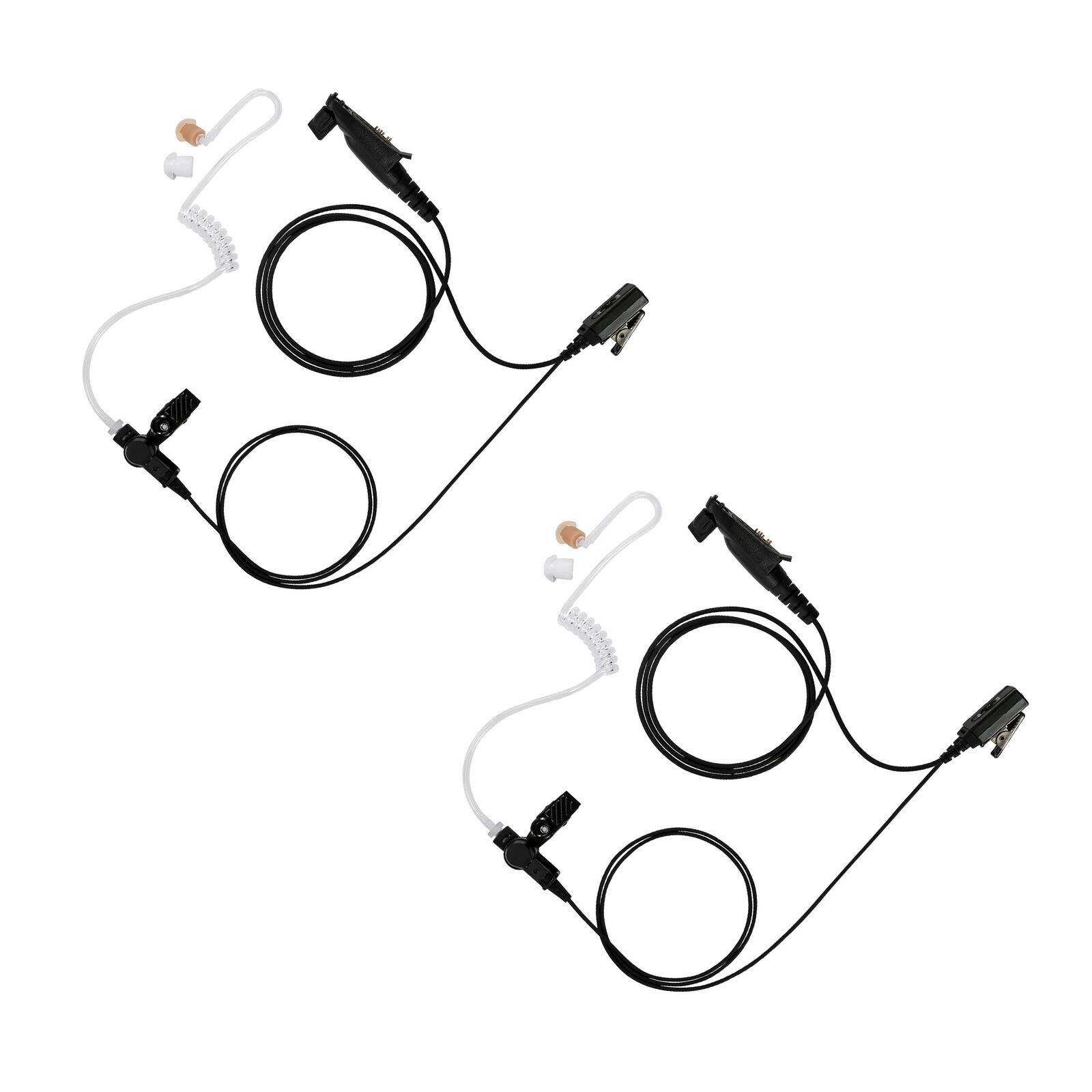 2 pcs Military Durable 2-Wire Clear Air Tube Headset PTT for Motorola EX600XLS