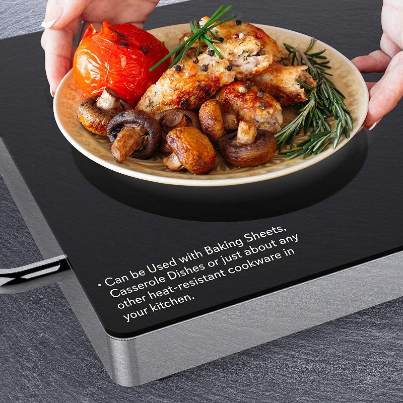 NutriChef Portable 16.5 x 11 Inch Large Electric Food Warmer Platter Serving Tray Buffet Hot Plate w/ Adjustable Temperature & Stay Cool Carry Handles