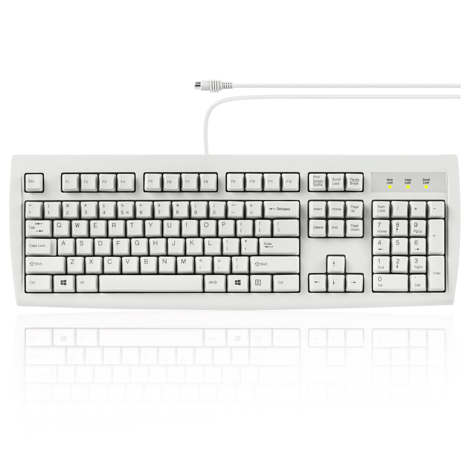 Wired PS2 Full Size Performance Keyboard - White - US English - Perixx PERIBOARD-107W