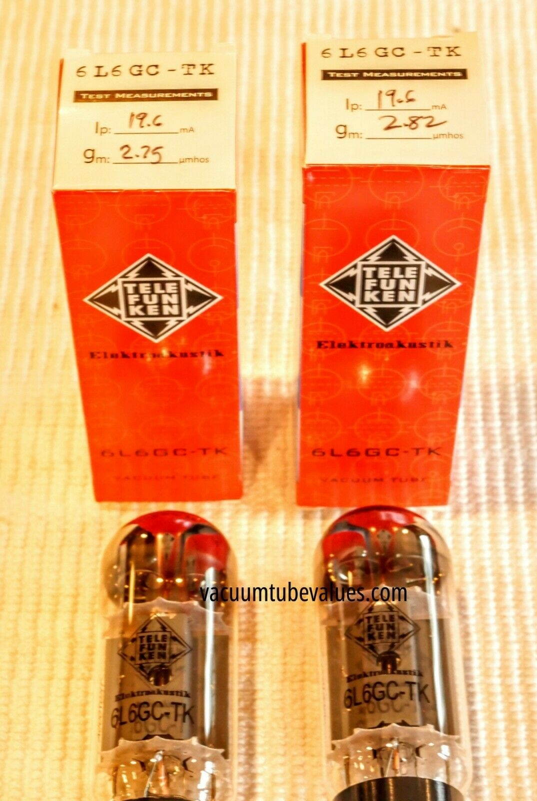PAIR Telefunken Elektroakustik FACTORY MATCHED  6L6 6L6GC 6L6G-TK Black Diamond