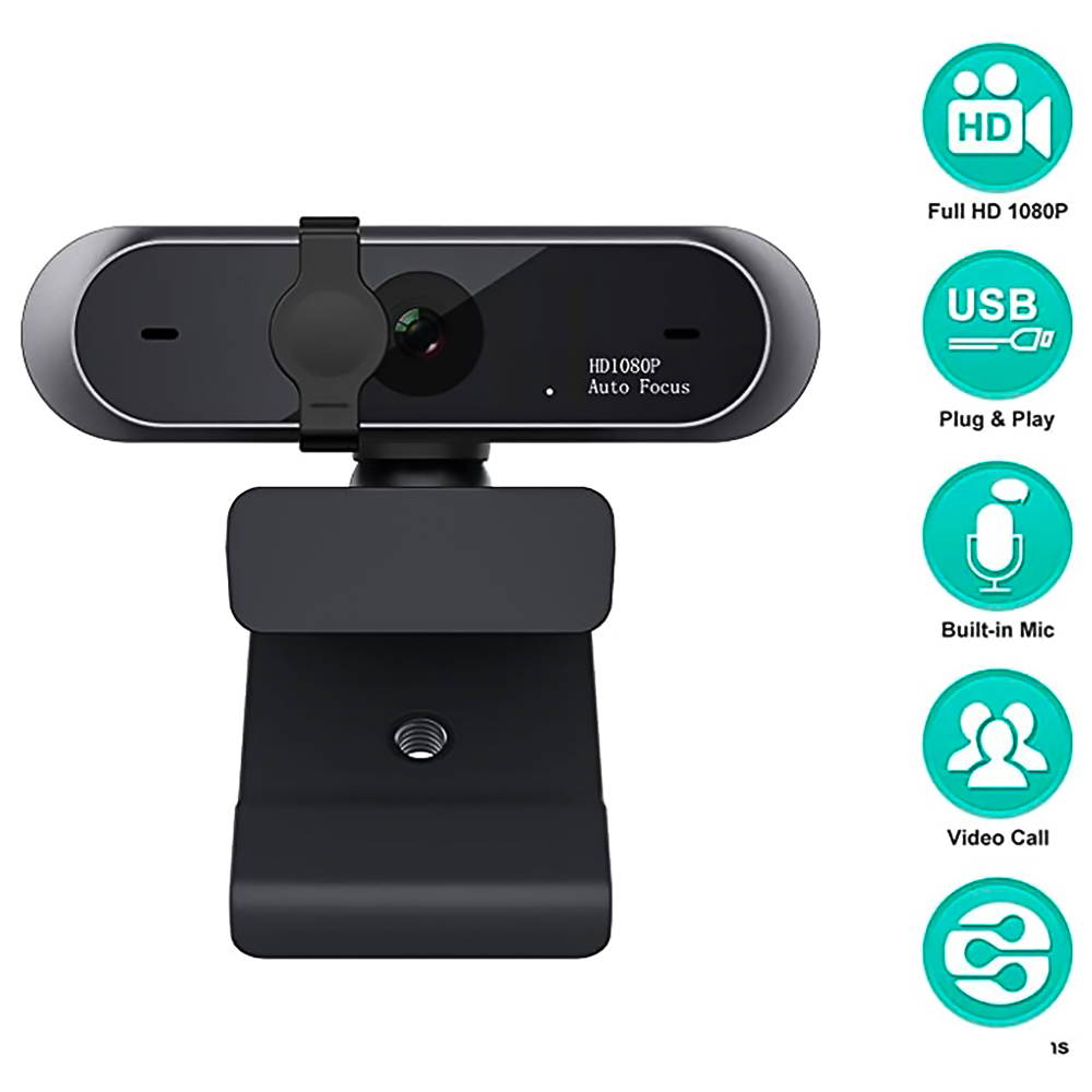 1080P Webcam, HDWeb Camera with Built-in Microphone & Privacy Cover, USB Web Cam with Wide Angle Lens & Large Sensor