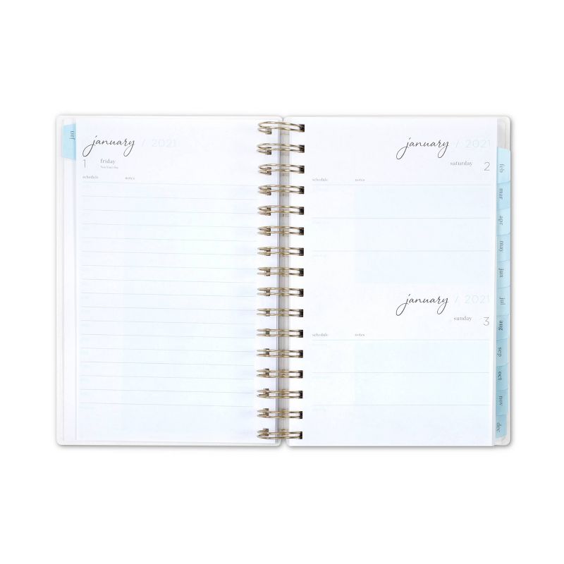 2021 Frosted Plastic Planner 5" x 8" Daily/Monthly Wirebound Amelia Blue - cupcakes and cashmere for Blue Sky